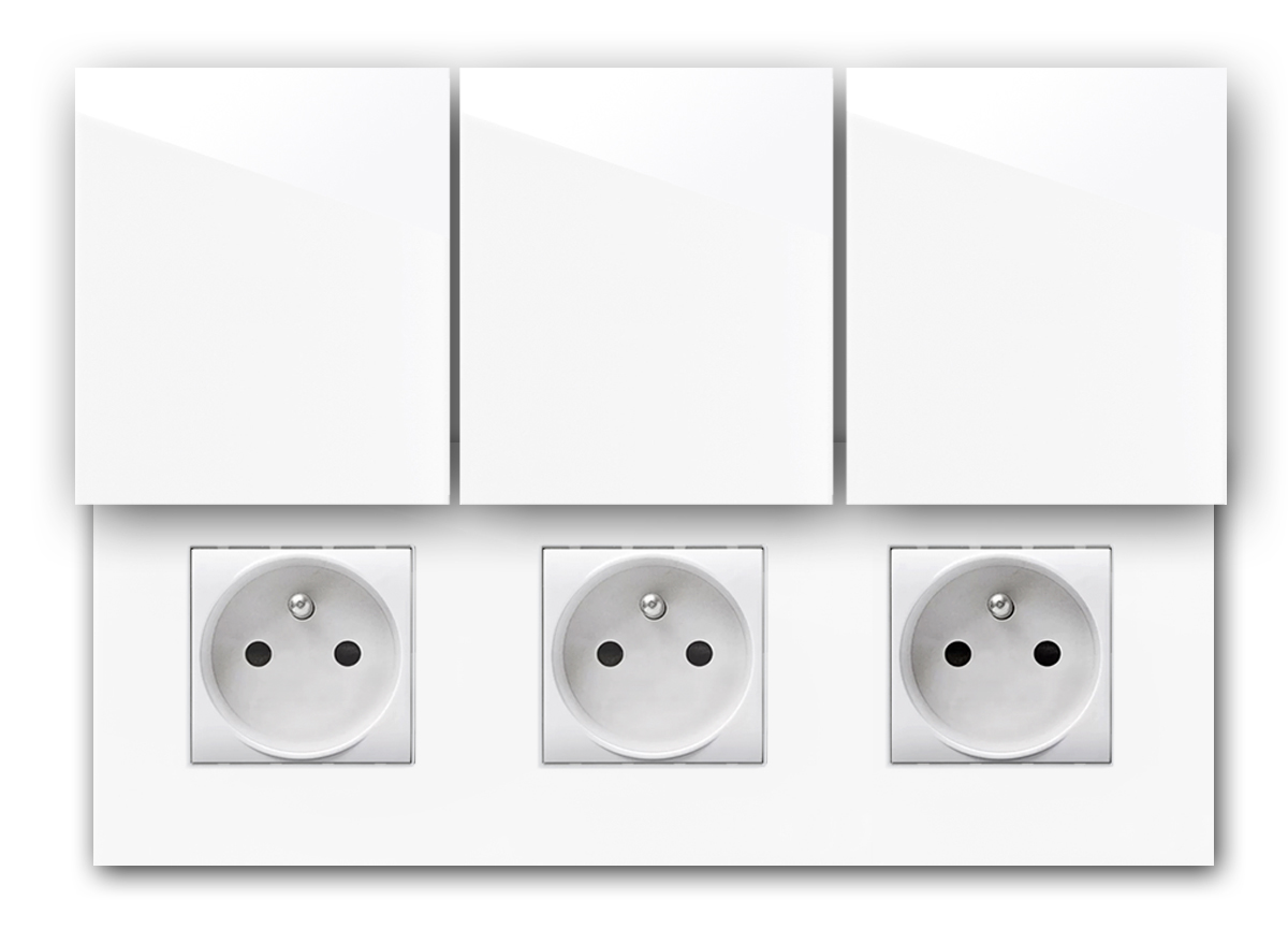 Design socket outlet with covers MAXIM 3-fold white glass optic type E french standard