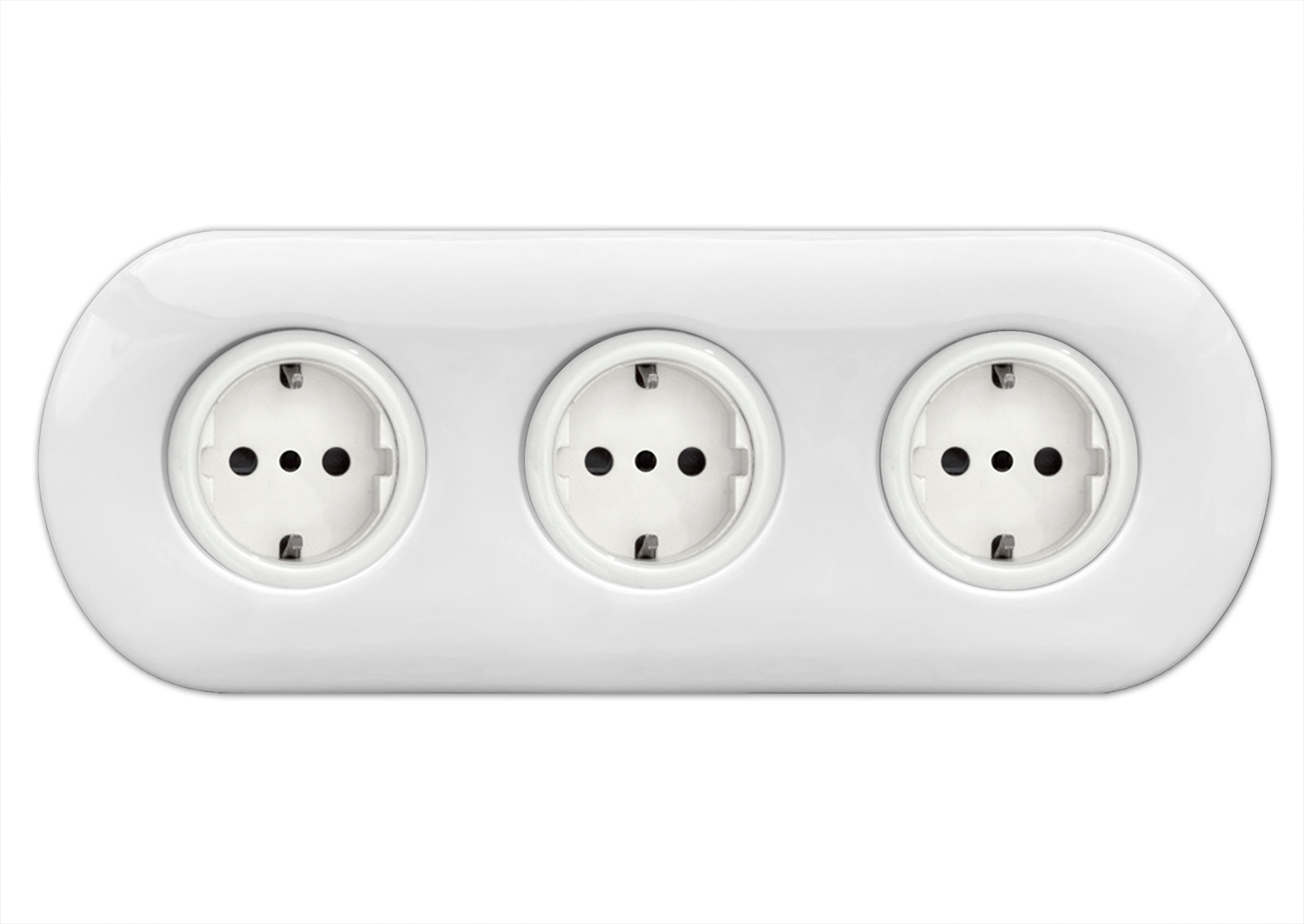 Toma de corriente de pared de porcelana de 3 elementos blanco