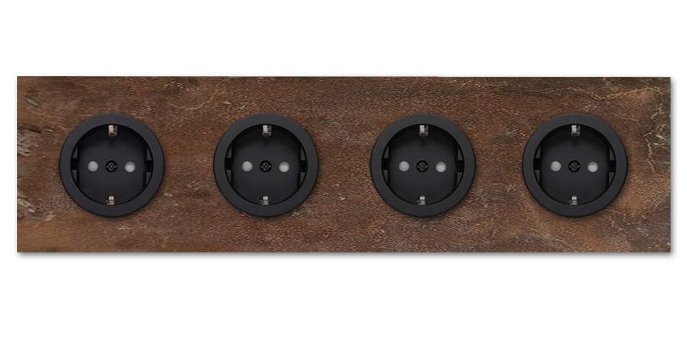 Socket metal in rust 4 gang. Square Series