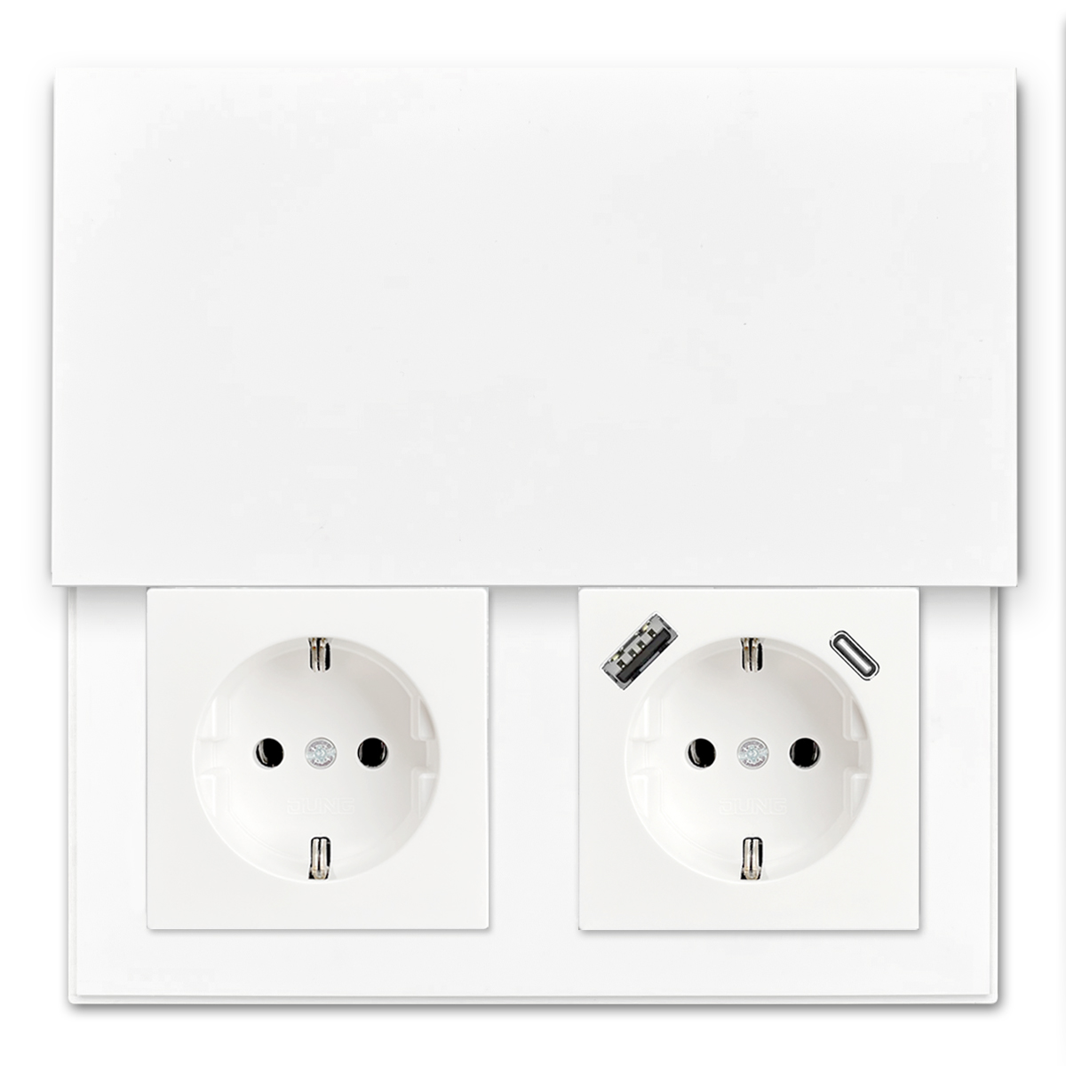 PURIST design socket outlet, invisible. 2-fold with cover, alpine white