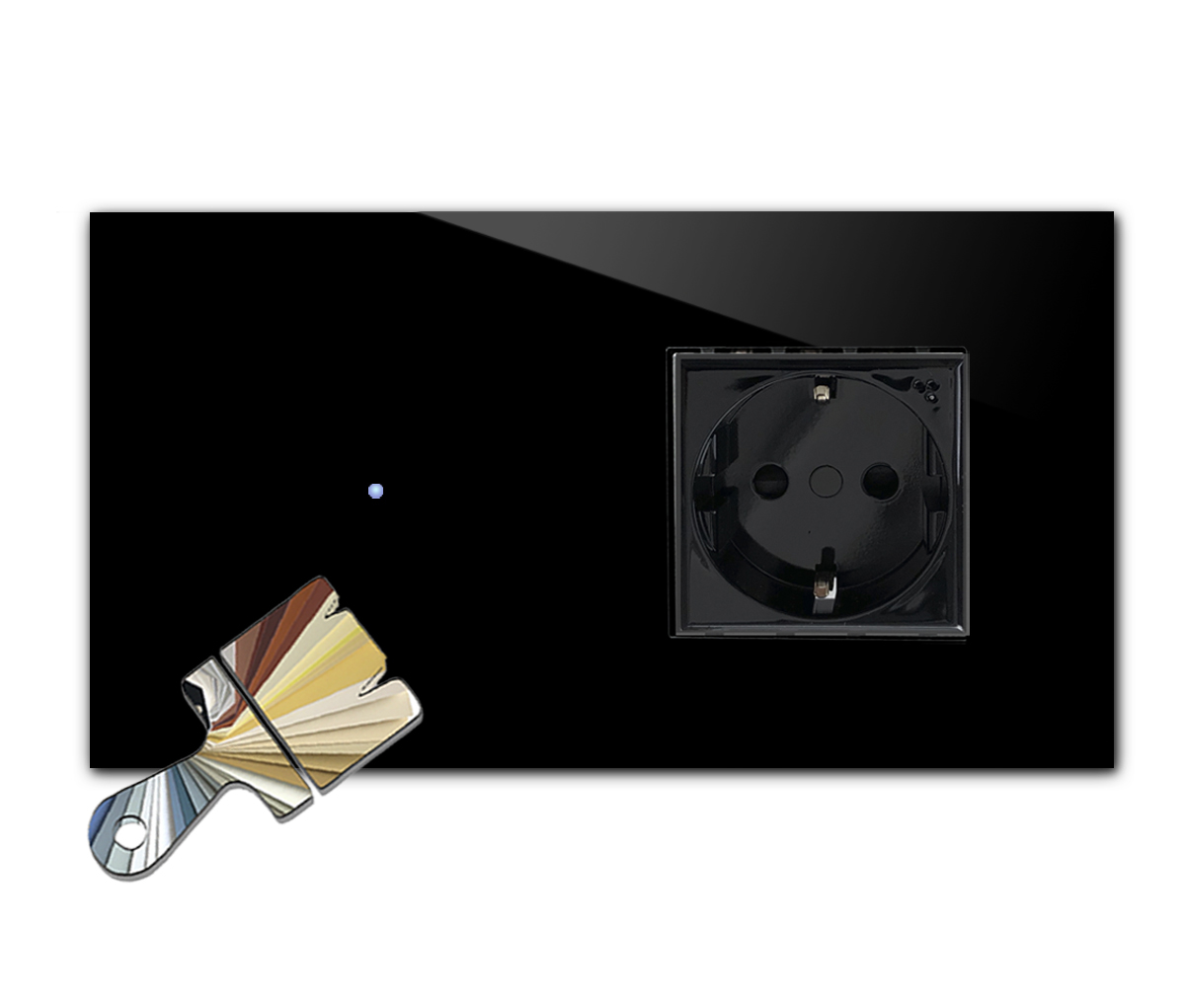 Touch Switch with Socket. Farrow Ball Colour. 230V. Glass Look. NOVA