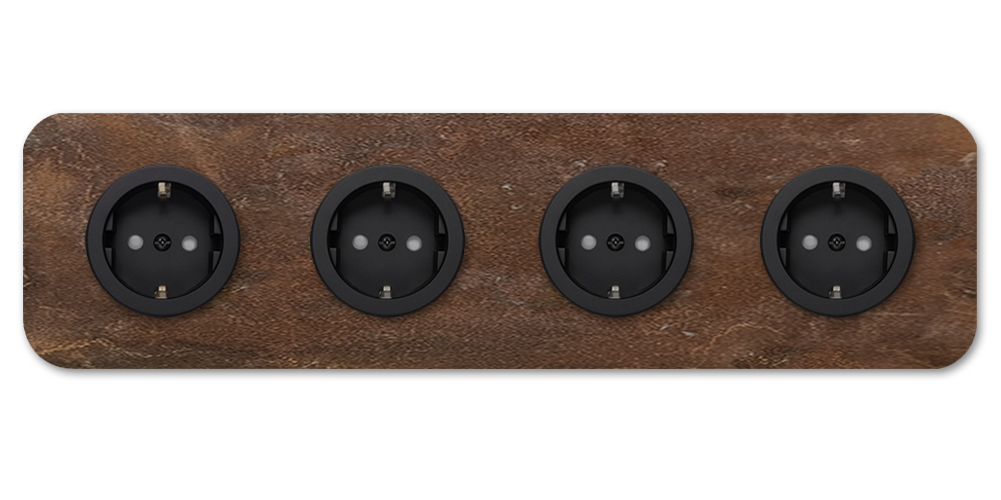 Socket rusty metal rust 4-gang. Cube Series