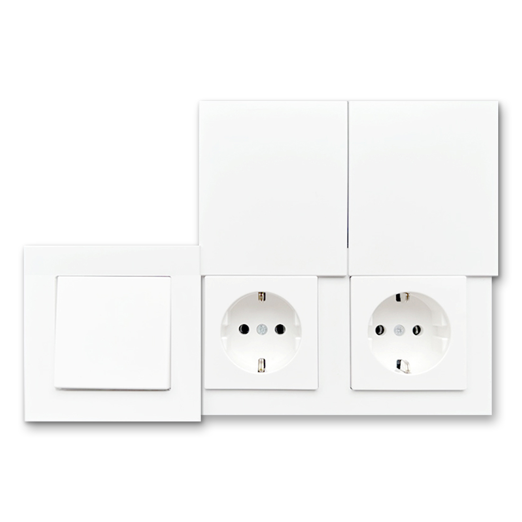 1 switch and 2 invisible sockets . Kitchen socket outlet. Complete set horizontal