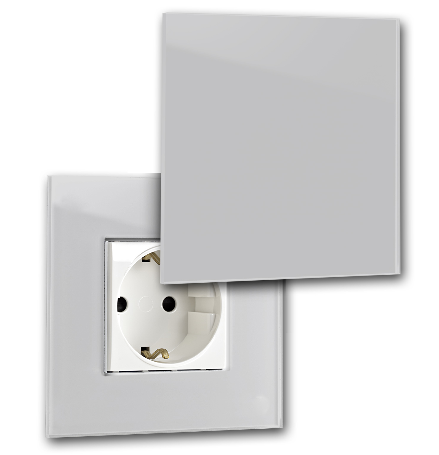 Design socket gray 1gang glass optic Farrow Ball 242 Pavilion