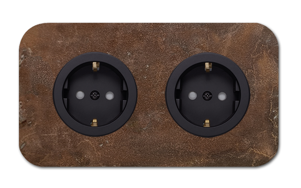 Socket rusty metal rust 2-gang. Cube Series