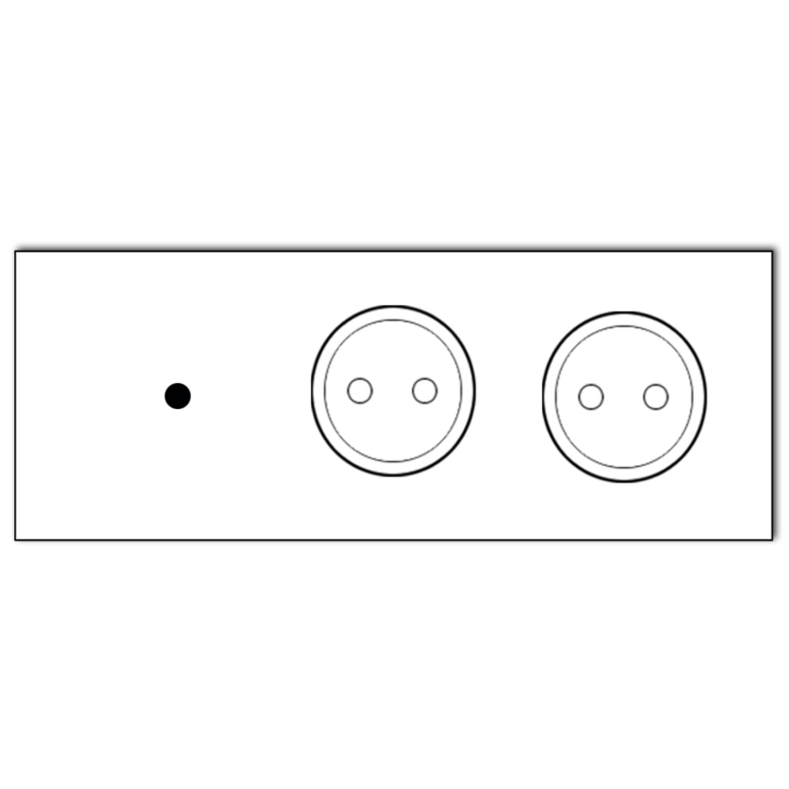 .1 gang + 2 ❍❍ socket outlets, horizontal