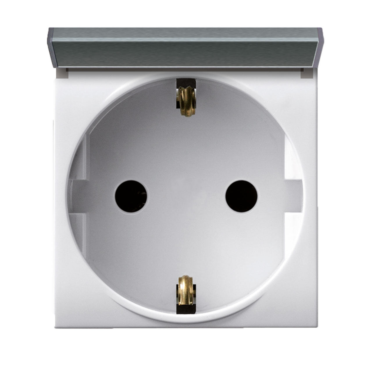 Schuko socket outlet insert (type F). White with flap