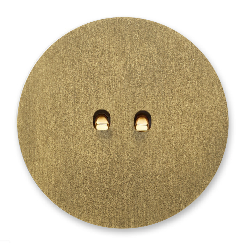 Toggle switch metal in old gold 2 gang 2 way. Round Series