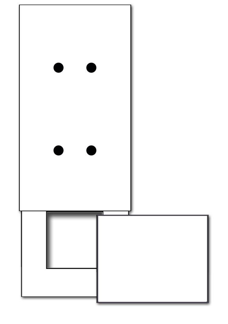 4 fois + 1 découpe avec cache pour 3 boîtiers muraux