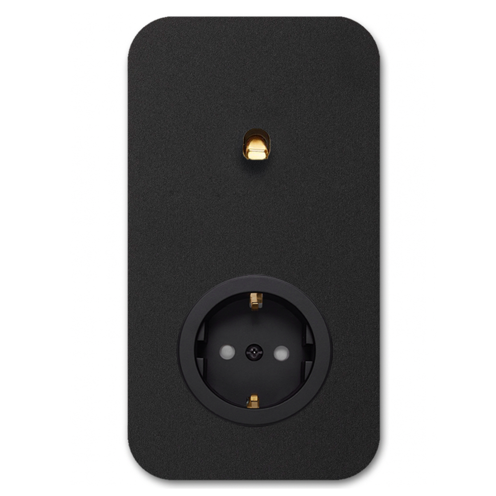 Toggle switch metal matte black gold 1 gang 2way + 1 socket. Cube Series