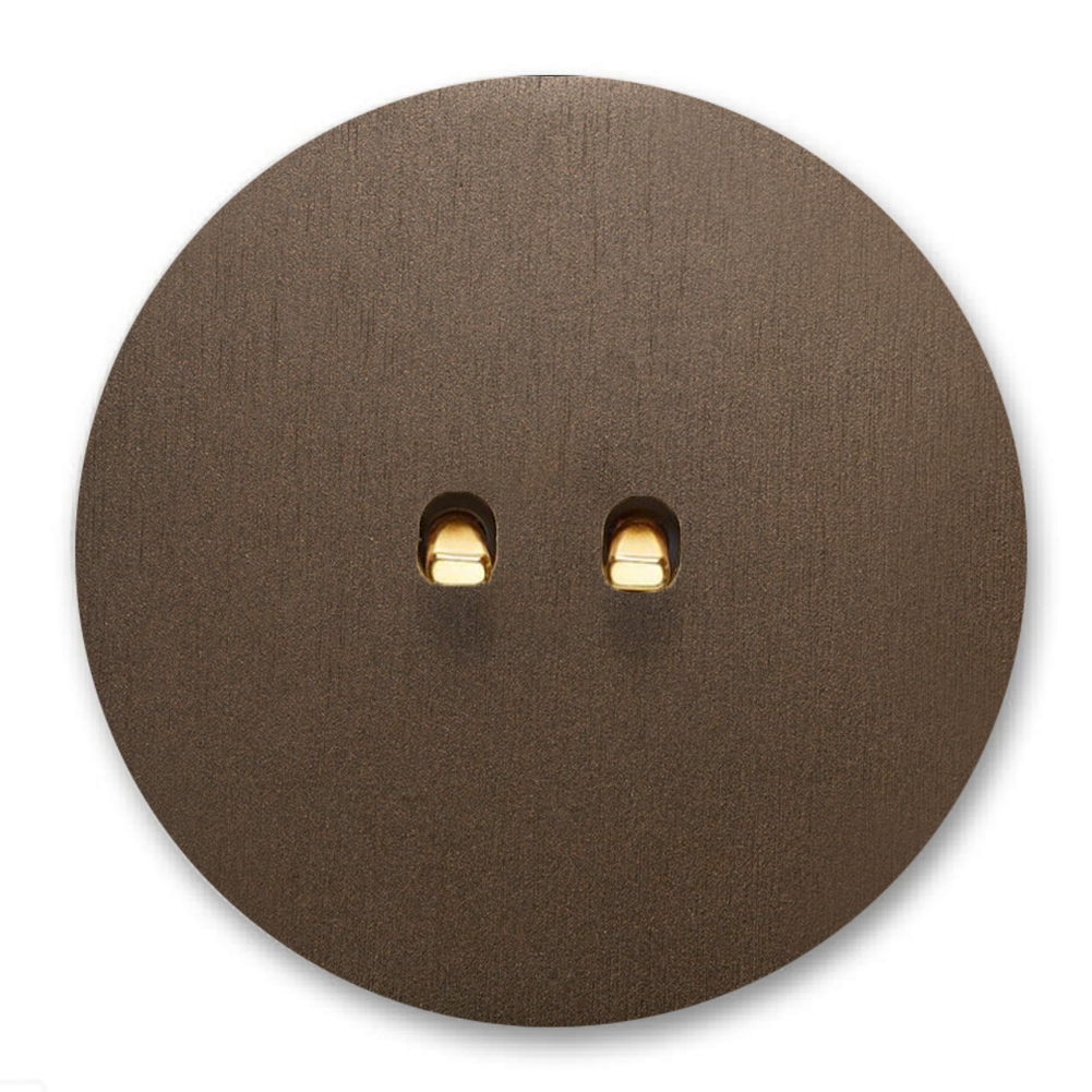 Toggle switch metal in Brown gold 2 gang 2 way. Round Series