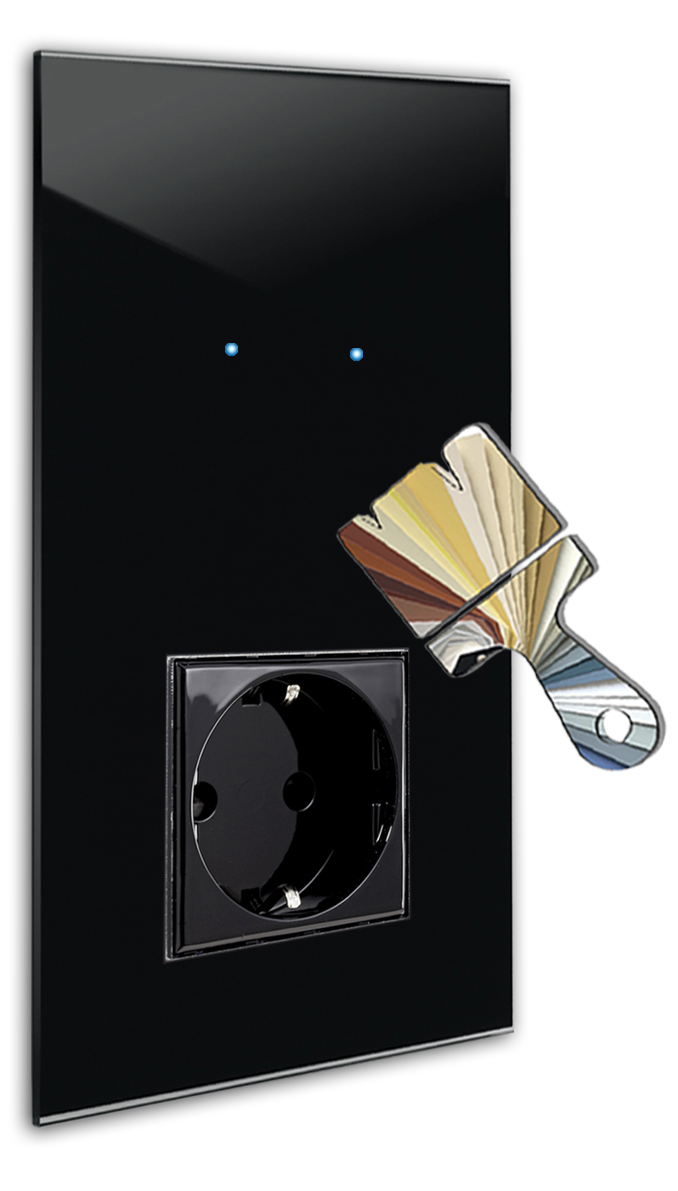 Touch Switch with Socket. Farrow Ball Colour. 230V. Glass Look. NOVA