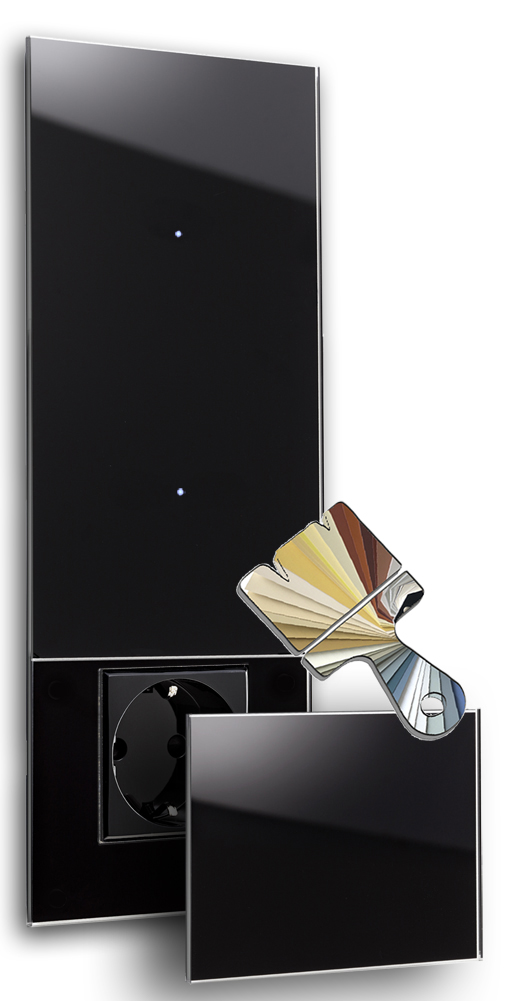 Touch Switch with Socket. Farrow Ball Colour. 230V. Glass Look. NOVA