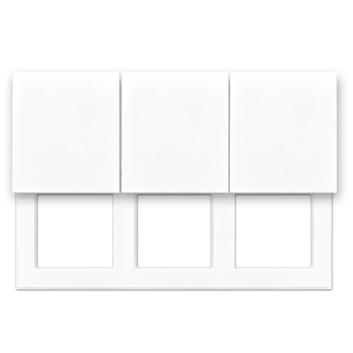 PURIST socket outlet frame set. 3-way with cover.  Alpine white.