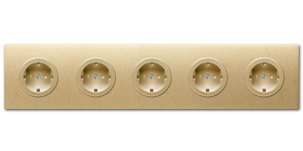 Socket metal Gold 5 gang. Square Series