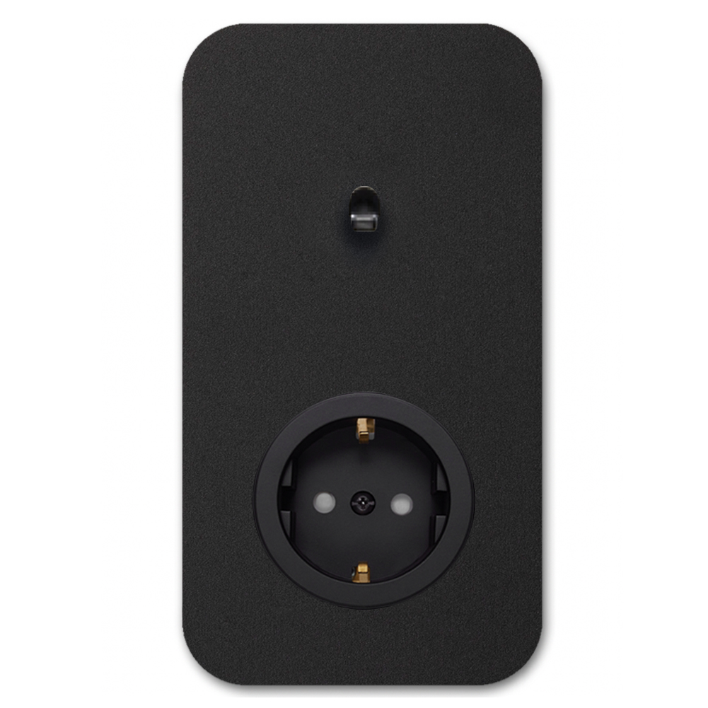Toggle switch metal matte black 1 gang 2 way + socket. Cube Series