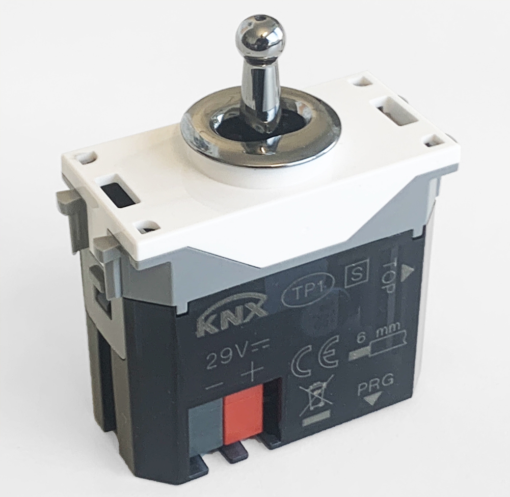 CAMBRIDGE KNX switch insert with toggle lever. Chrome.